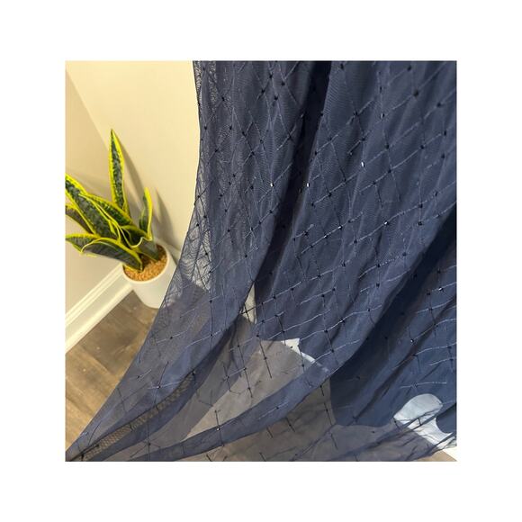 Aidan Mattox V-Neck Sleeveless Blouson Beaded Gown Navy Blue sz. 8 - Picture 7 of 9